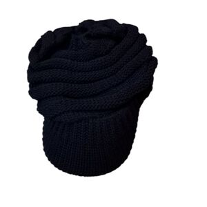 D.W. Ribbed Navy Blue Knit Hat Brim NWOT